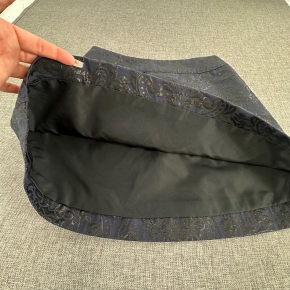 Abercrombie & Fitch Mini Skirt Navy Blue & Metallic Black 00 Lined Zipper Closur - Picture 7 of 14